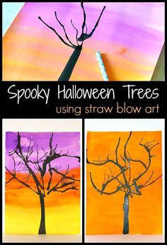 Halloween Art Project for Kids: Make Spooky Trees Using Straw Blow Art???