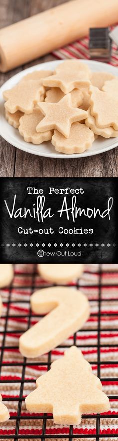 Perfect Vanilla Almond Cut-out Cookies - Easy and fuss free. Buttery, tender cut-out cookies that keep their shape well. Perfect for decorating. <a class="pintag" href="/explore/holiday/" title="#holiday explore Pinterest">#holiday</a> <a class="pintag" href="/explore/christmas/" title="#christmas explore Pinterest">#christmas</a> <a class="pintag" href="/explore/recipe/" title="#recipe explore Pinterest">#recipe</a>