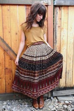 Love the long patterned skirt