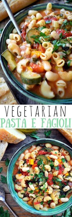 Vegetarian pasta fagioli is a simple, rustic Italian bean and pasta soup that???s extremely easy to make and can be on the table in just about 30 minutes. What???s fabulous about pasta e fagioli is that it???s like two recipes in one ??? add a bit more stock for a soup and a bit less for a pasta dish! Vegetarian / vegan.