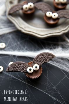 These spooky treats are so easy to create. Attach Oreo wings to mini Reese&#39;s, placing edible eyes on top. Get the recipe at Chelsea&#39;s Messy Apron.