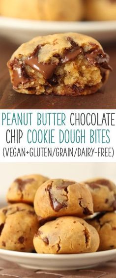 Peanut butter chocolate chip cookie dough bites with a secret ingredient that nobody can detect! Grain-free, gluten-free, dairy-free and with a vegan option.