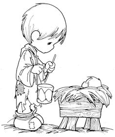 Fun Coloring Pages: boy with a drum Precious Moments coloring pages