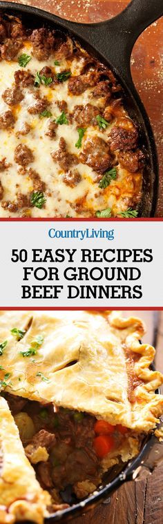 Don&#39;t forget to pin these easy ground beef recipes! Make sure to follow Country Living on Pinterest for more great dinner ideas.