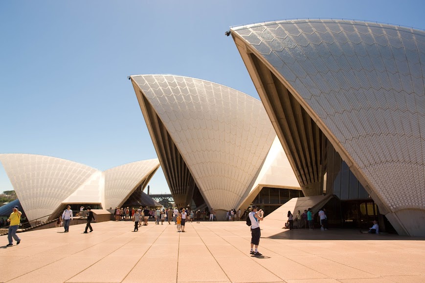 Visitors are shooting outside of Opera House