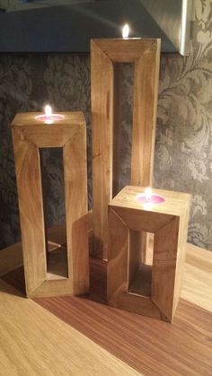 Hand Made Trio of Candle Holders from Reclaimed Wood