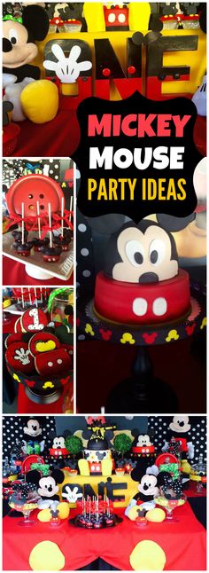 Check out this first birthday with Mickey and Minnie! See more party ideas at <a href="http://CatchMyParty.com" rel="nofollow" target="_blank">CatchMyParty.com</a>!