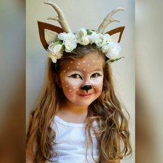 Deer Flower Crown ** Woodland Animal Faun Fawn Floral Headpiece ** With Antlers
