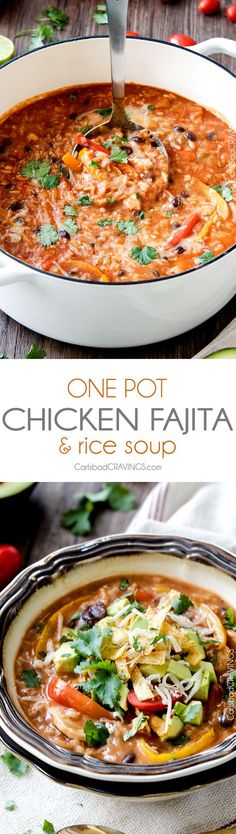ONE POT Pepper Jack Chicken Fajita and Rice Soup is packed with your favorite fajita flavors and is SO easy, delicious and comforting! The whole family will love this!