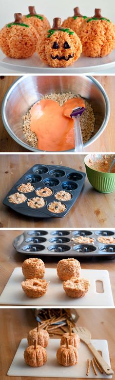 Pumpkin-Shaped Rice Krispies Treats | Click Pic for 22 DIY Halloween Party Ideas for Kids | Easy Halloween Party Food Ideas for Kids to Make