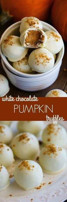 These truffles are filled with a soft pumpkin spice center and surrounded in white chocolate