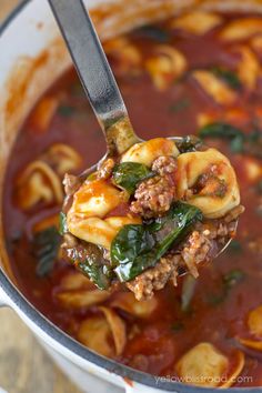 Tortellini Tomato Soup with Italian Sausage &amp; Spinach