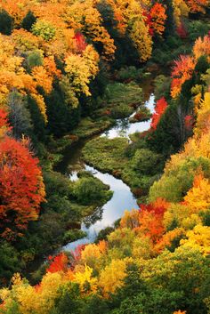 Autumn in Porcupine Mountains, Michigan, United States.