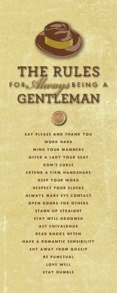 Classic Gentleman Rules - Every Gentlemen Should Follow.