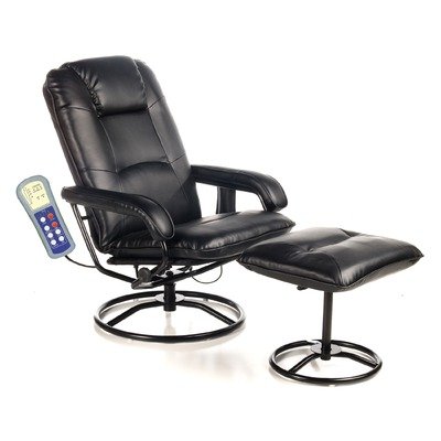 Comfort Products 60-0582 Heated Massage Recliner and Ottoman, Black Back Massager With Heat