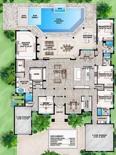 House Plan 207-00033 - Coastal Plan: 4,018 Square Feet, 4 Bedrooms, 4.5??? Micoley's picks for <a class="pintag" href="/explore/Flooring/" title="#Flooring explore Pinterest">#Flooring</a> <a href="http://www.Micoley.com" rel="nofollow" target="_blank">www.Micoley.com</a>