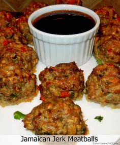 Jamaican Jerk Meatballs - These Jamaican jerk meatballs are a fantastic way to enjoy Caribbean flavors as an appetizer. They're a taste of simple island goodness when served with a Caribbean sauce for dipping.