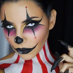 Wickedly cool clown makeup effect / Paired with all-white FX contact lenses ~ <a href="https://www.pinterest.com/pin/350717889712006179/" rel="nofollow" target="_blank">www.pinterest.com...</a>
