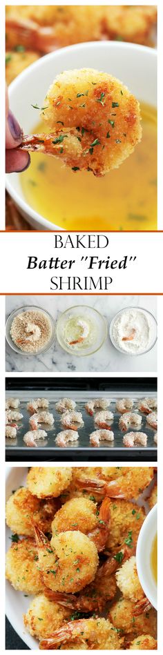 Baked Batter-Fried Shrimp with Garlic Dipping Sauce | <a href="http://www.diethood.com" rel="nofollow" target="_blank">www.diethood.com</a> | If you are a fan of Red Lobster's Batter-Fried Shrimp, then you are going to LOVE this healthier, homemade version in which the shrimp are baked instead of fried and they taste amazing!