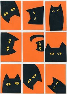 Art Projects for Kids: Peek A Boo Cats. Simple Halloween collage <a class="pintag" href="/explore/halloween/" title="#halloween explore Pinterest">#halloween</a>