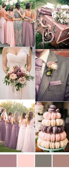 mauve,pink and grey wedding color ideas