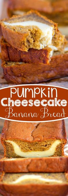 This Pumpkin Cheesecake Banana Bread is perfect for dessert but also doubles as an amazing breakfast...or snack...or lunch. It&#39;s pretty amazing no matter what time you eat it! Ultra moist and bursting with pumpkin flavor!