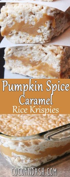 Pumpkin Spice Caramel Krispie Treats! These are the perfect Fall treat! Filled with Caramel, marshmallows, and a hint of pumpkin spice!