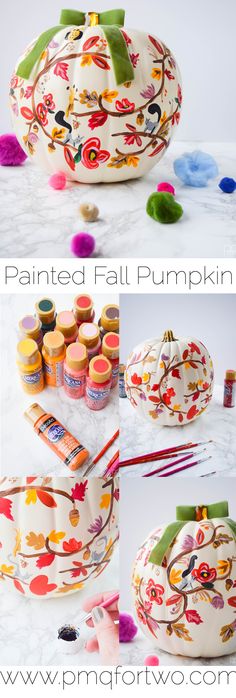 Painted Fall Pumpkin by PMQ for Two <a class="pintag searchlink" data-query="%23decoartprojects" data-type="hashtag" href="/search/?q=%23decoartprojects&rs=hashtag" rel="nofollow" title="#decoartprojects search Pinterest">#decoartprojects</a>