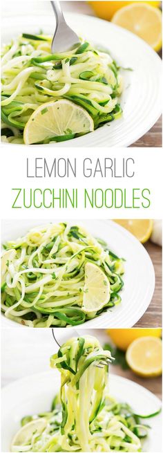 Lemon Garlic Zucchini Noodles. A light and quick meal!