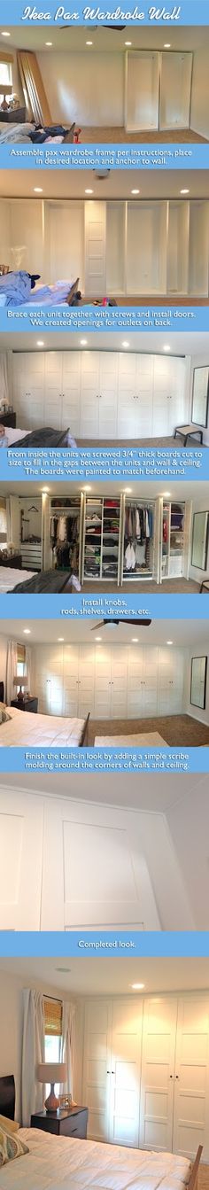 The Ranch We Love: Ikea Pax Wardrobe Wall Brief step-by-step on how we created a built-in looking closet with the ikea pax!
