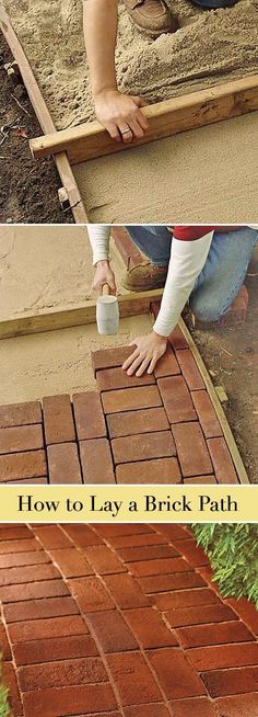 7 Classic DIY Garden Walkway Projects ??? Tutorials and Ideas! Including, from 'this old house', a great tutorial on how to lay a classic brick path. (scheduled via <a href="http://www.tailwindapp.com?utm_source=pinterest&utm_medium=twpin&utm_content=post772633&utm_campaign=scheduler_attribution" rel="nofollow" target="_blank">www.tailwindapp.com</a>)
