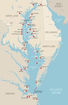 Chesapeake Bay map with places to visit.