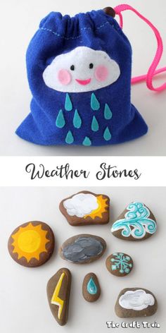 Weather stonee craft for creative play, learning and to use as story stones