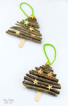 Popsicle Stick and Twigs Christmas Tree Ornaments - Easy Peasy and Fun