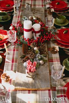 Rustic Christmas table setting makes for a homey holiday. <a class="pintag searchlink" data-query="%23holiday" data-type="hashtag" href="/search/?q=%23holiday&rs=hashtag" rel="nofollow" title="#holiday search Pinterest">#holiday</a> <a class="pintag searchlink" data-query="%23table" data-type="hashtag" href="/search/?q=%23table&rs=hashtag" rel="nofollow" title="#table search Pinterest">#table</a>