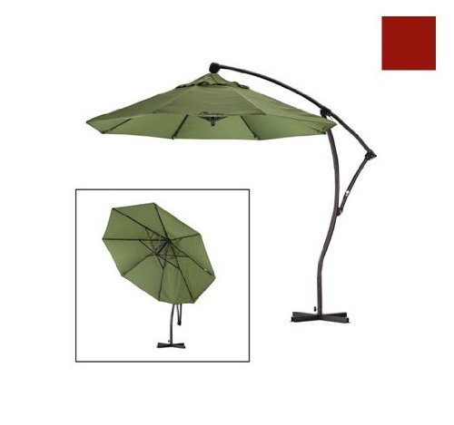 California Umbrella 9 Foot Cantilever Market Umbrella with Deluxe Crank Lift in Sunbrella Terracotta Cantilever Patio Umbrella
