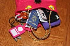 DIY American girl doll checkbook, money, and passport.
