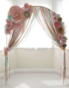 Paper flower wedding arch
