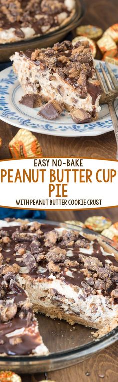 Easy No Bake Peanut Butter Cup Pie - this AMAZING pie recipe has a NUTTER BUTTER???