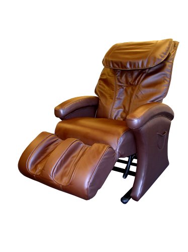 Body Relaxer HX-3000 Luxury Shiatsu Massage Lounger with Memory Foam, Brown Leather Back Massager With Heat