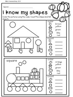 Download free printables at preview. I know my shapes. Fall Math and Literacy???