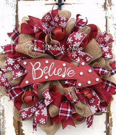 Videos On Deco Mesh Wreaths | Home What&#39;s New! Rustic Believe Christmas Wreath with Light Up Sign
