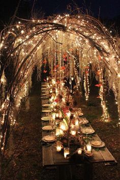 I love the hanging lights (and butterflies!) for an outdoor, summer wedding, perhaps.