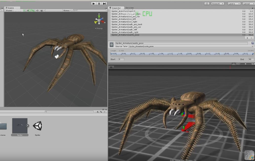 Spider test video in Unity 5