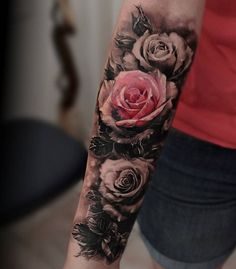 Rose sleeve tattoo - 50+ Meaningful Rose Tattoo Designs