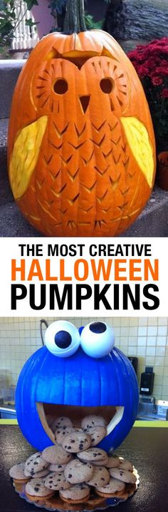 Whether you enjoy carving or painting best, you&#39;ll love these inspiring ideas for your Halloween Pumpkin! Disney, Cookie Monster, other animals and more.