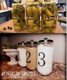 Use a pickle jar paint lid and add a knob for a cute way to store oatmeal on the counter or anything that is used daily.