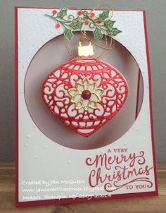 Christmas card using Stampin Up&#39;s Embellished Ornaments and Reason For the???