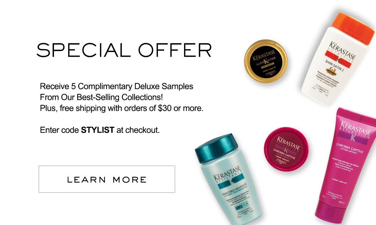 Receive a free 5-piece bonus gift with your $30 Kérastase purchase