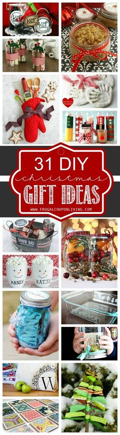 31 DIY Christmas Gift Ideas on Frugal Coupon Living. Homemade Christmas Gift Ideas. DIY Gifts for the Christmas and Holiday Season.
